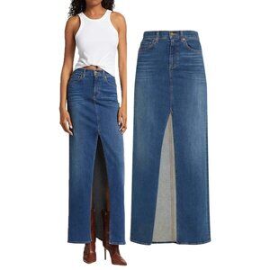 Ramy Brook Madalyn High-Rise Front-Slit Denim Maxi Skirt (Medium Wash Denim)
